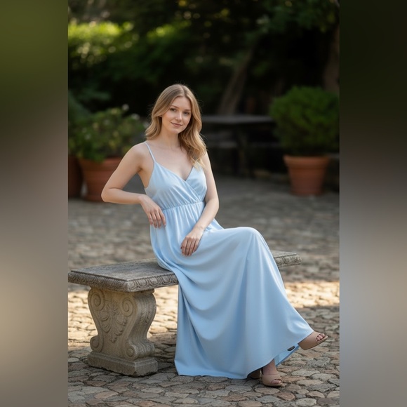 NWOT Commense Sky Blue Maxi Dress - Picture 2 of 5